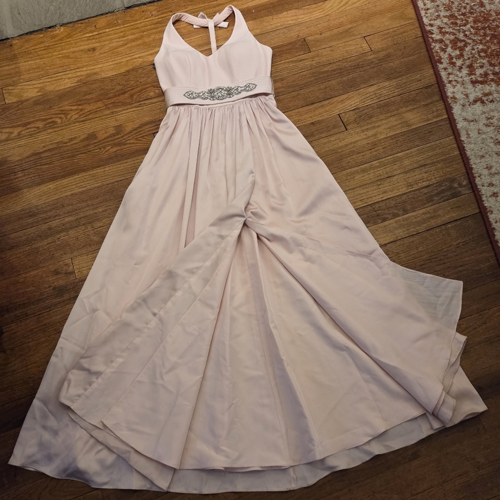 Vera Wang Halter Maxi Dress with Embellished Waist